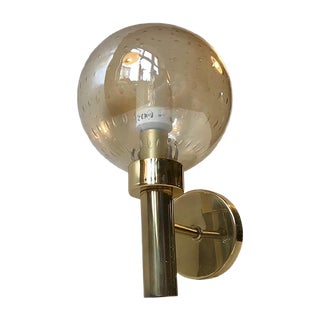 Scandinavian Brass & Bubble Glass Globe Sconce from Vitrika, 1970s For Sale