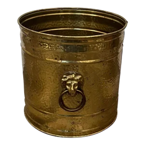 Lombard England Hammered Brass Lion Head Planter