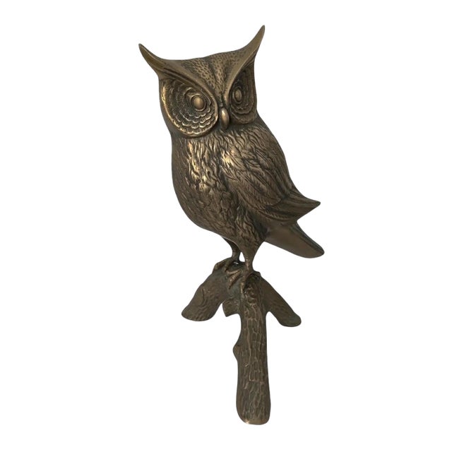 1960s Mid-Century Modern Monumental Brass Owl Sculpture For Sale