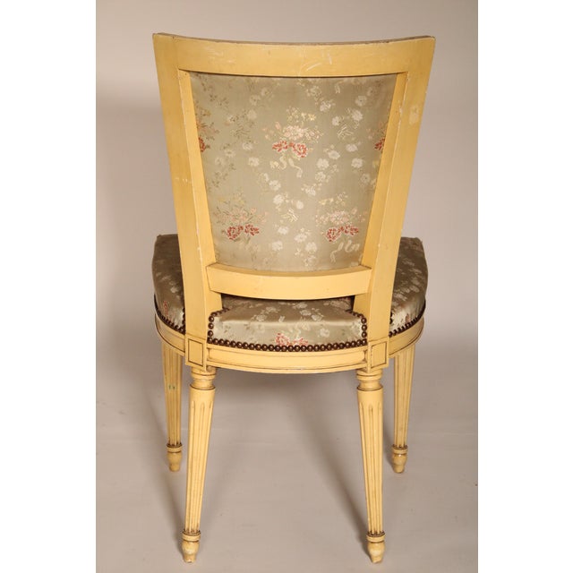 Wood Set of 6 Louis XVI Style Painted Dining Chairs For Sale - Image 7 of 12