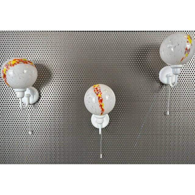 Vintage Wall Lamps in Glass, 1980s, Set of 3 For Sale - Image 10 of 10