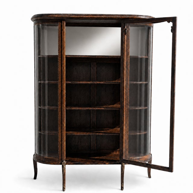 Edwardian Curved Glass Demi-Lune Display Cabinet, 20th Century For Sale - Image 11 of 16