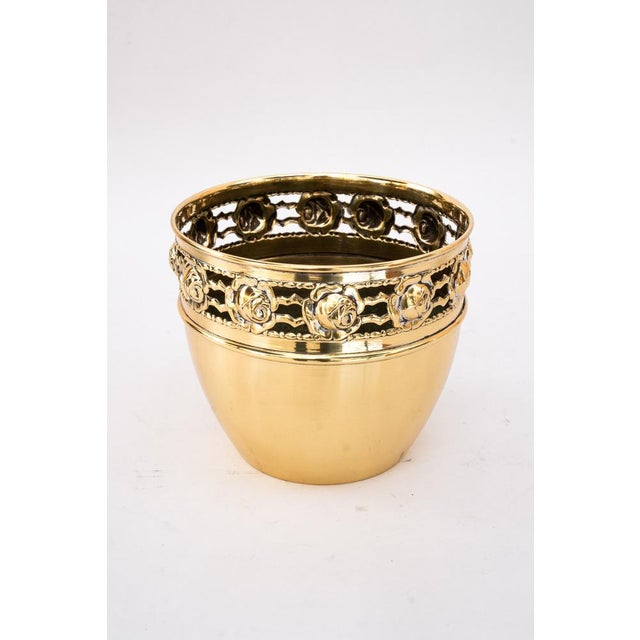 Jugendstil Argentor Floral Brass Flower Pot, Vienna,1908 For Sale - Image 6 of 9
