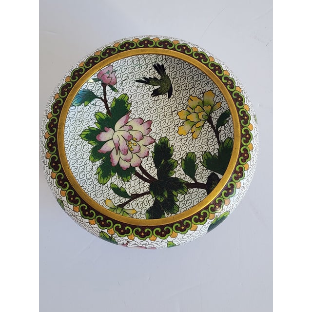 1970s Vintage Cloisonne Bowl on Stand For Sale - Image 5 of 11
