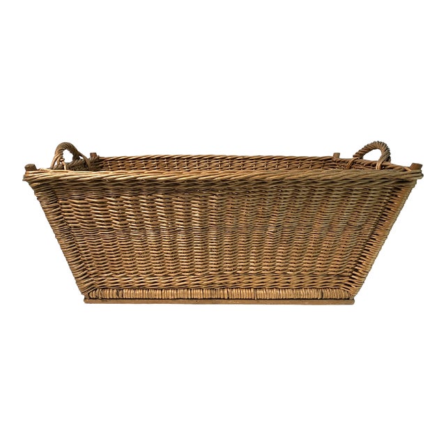 1960s French Woven Market Basket For Sale