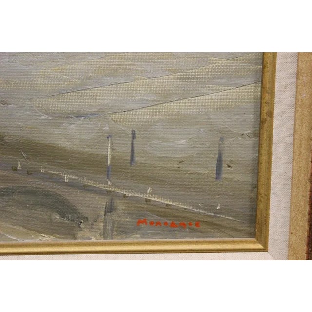 Modern Port Scene, 20th Century, Oil on Canvas, Framed For Sale - Image 3 of 13