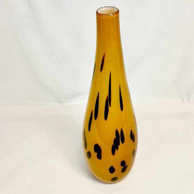 Vintage Italian Murano Tiger Spot Hollywood Regency Handblown Encased Opaque Glass Vase For Sale - Image 10 of 11