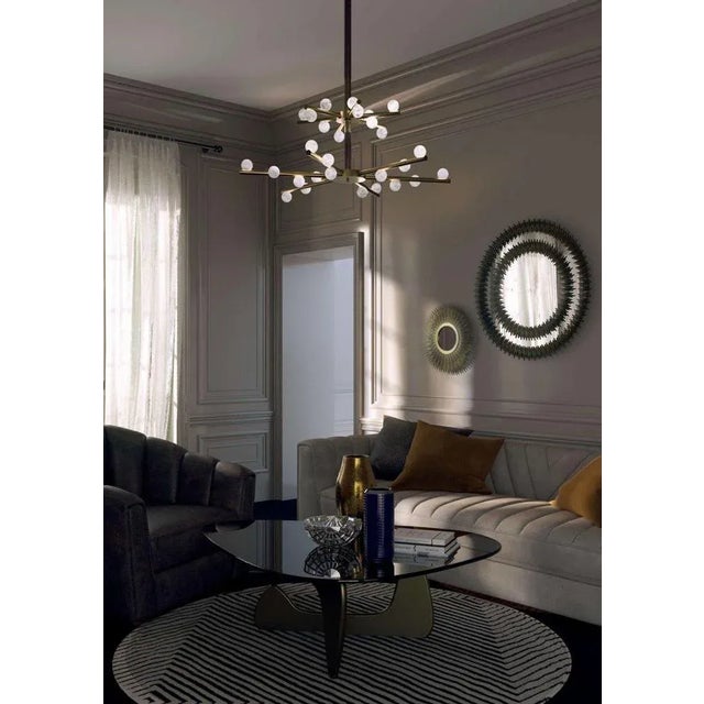 Demetra Shiny Gold Metal Double Chandelier by Alabastro Italiano For Sale - Image 4 of 5