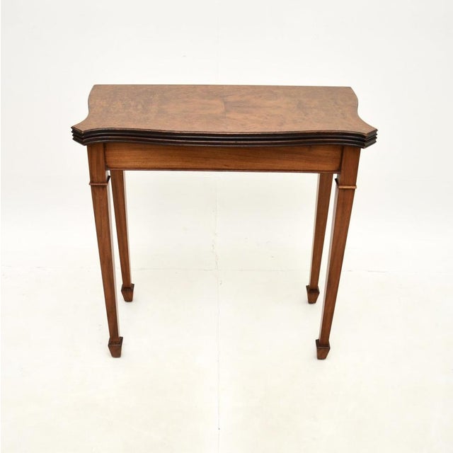 Antique Burr Walnut Console Table, 1950s For Sale - Image 3 of 11