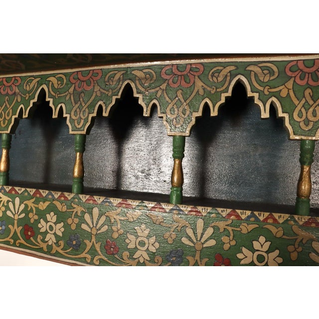 Vintage Moroccan Hand Painted Wall Mounted Three Tiered Spice Shelf / Bracket For Sale - Image 12 of 14