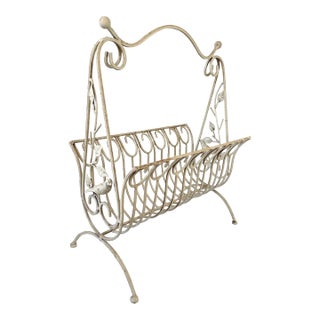 1950s Iron Magazine Rack With Lovely Bird Details For Sale