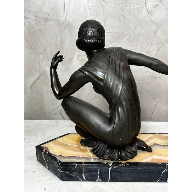 Art Deco, Unknown, Figurative Sculpture, 1930, Spelter and Marble For Sale - Image 13 of 17
