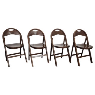 Mid-Century B 751 Folding Chairs in Wood from Thonet, 1960s, Set of 4 For Sale