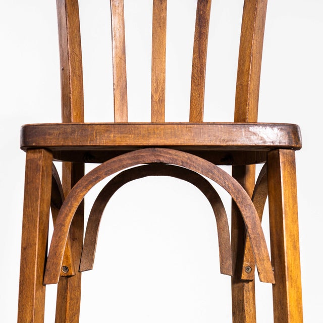 Wood French Oak and Bentwood Bistro Dining Chairs from Baumann, 1950s, Set of 6 For Sale - Image 7 of 12