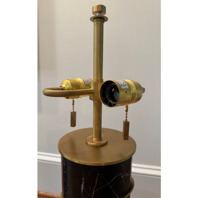 Baker Furniture Black Marble Ring Table Lamp by Thomas Pheasant- Set of 2 For Sale - Image 10 of 11