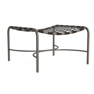 Brown Jordan Kantan Aluminum Vinyl Ottoman, Mica frame with Coffee fabric For Sale