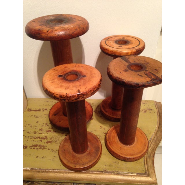 Antique Wooden Bobbin Spools Set of 4 Chairish