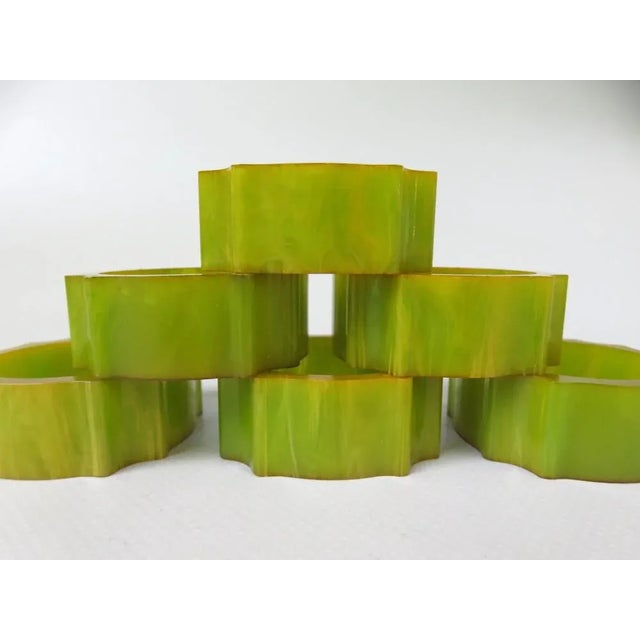 Art Deco Catalin Napkin Rings in Green Amber, Set of 6 For Sale - Image 9 of 18
