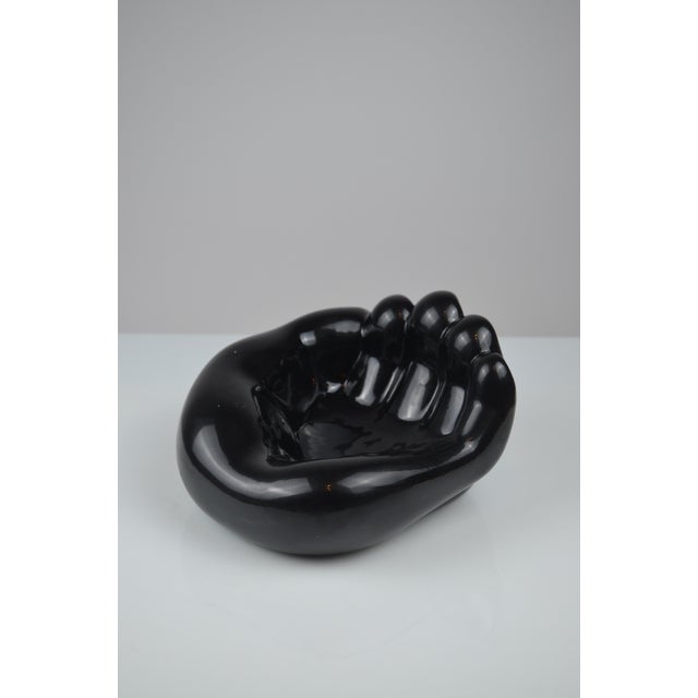 Black Ceramic Hand-Shaped Vide-Poche, France, 1960s For Sale - Image 12 of 15
