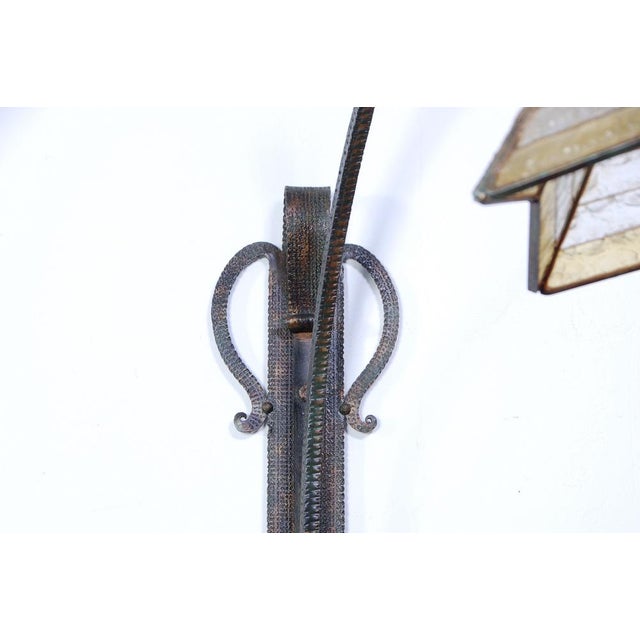 Large Arc Wall Lamp in Wrought Iron & Mosaic Glass, 1930s For Sale - Image 13 of 18