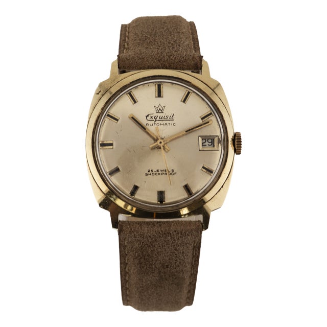Vintage 14K Gold Automatic Watch by Exquisit, 1970s For Sale