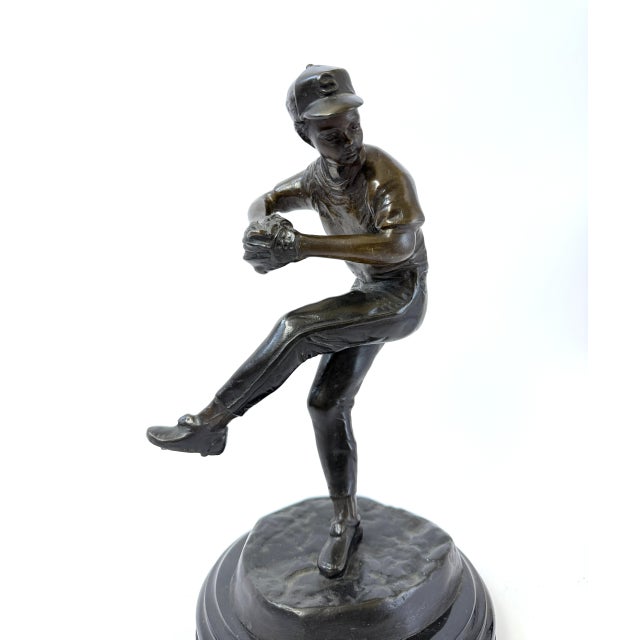 American Bronze Statue of Baseball Pitcher – 12" For Sale - Image 3 of 6