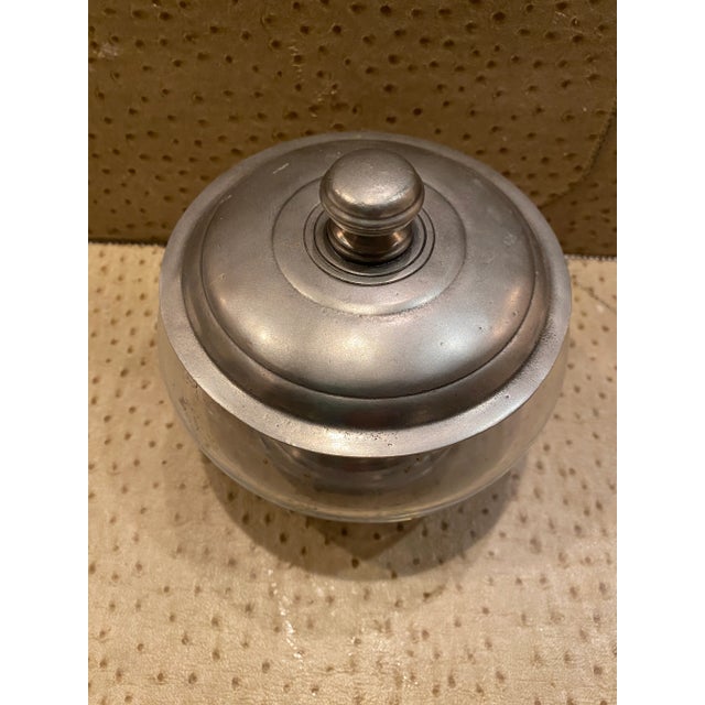 Glass 1990s Arte Italica Glass and Pewter Jar With Pewter Cover For Sale - Image 7 of 8