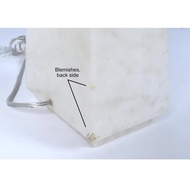 Pair of Alabaster White and Beige Pyramid Modern Art Deco Table Lamps For Sale - Image 9 of 12