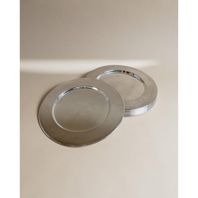 Large Vintage Silver-Plated Underplates or Plates, Italy, 1970s, Set of 6 For Sale - Image 11 of 11