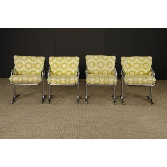 Mid-Century Modern Set of Four Jerry Johnson 'Arcadia' Chrome Sling Chairs for Landes, 1970s For Sale - Image 3 of 17