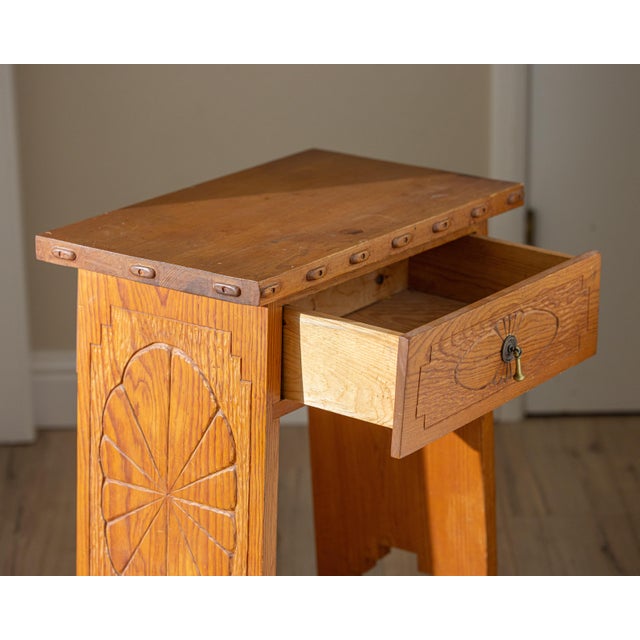 Mid-20th Century Hand-Carved New Mexico Pine Side Table in the Wpa Tradition For Sale - Image 11 of 13
