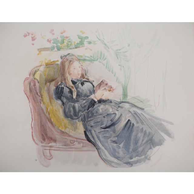 After Berthe Morisot, Young Woman on a Sofa, 1946, Signed Lithograph For Sale - Image 6 of 6