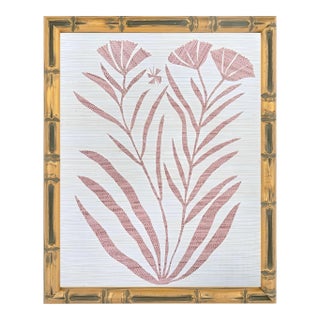 Blush Bamboo Framed Botanical Collage II For Sale