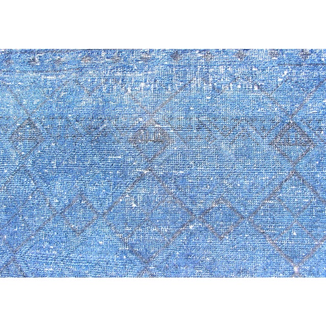 Textile Vintage Turkish Konya Rug Over-Dyed in Blue Color With All-Over Diamond Design For Sale - Image 7 of 10