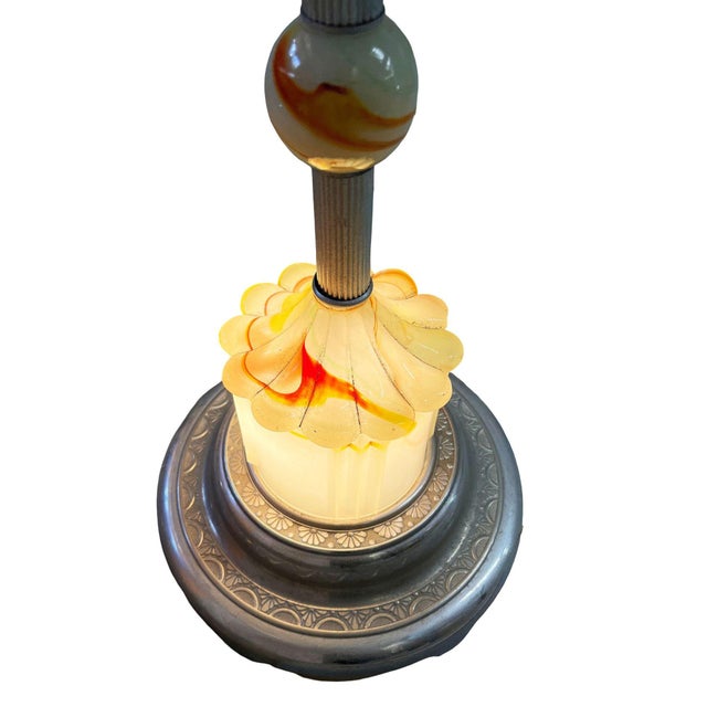 1930s Art Deco Light Up Airplane Chrome Ashtray Stand W/ Electric Lighter & Art Glass Base For Sale - Image 9 of 9