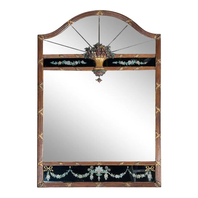 Carved Wood and Églomisé Mirror For Sale