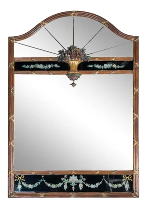 Carved Wood and Églomisé Mirror