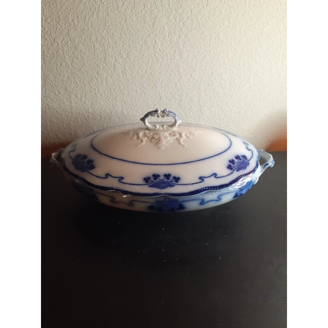 Antique Circa 1830 Grindley Lorne England Genuine Flow Blue Tureen For Sale - Image 9 of 9