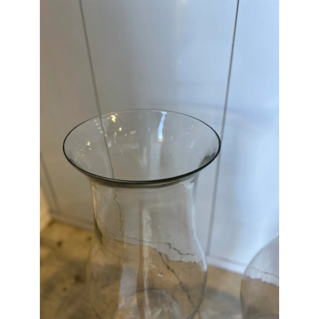 Glass Pair, Monumental 19th Century American Blown Glass Hurricane Candle Shades 22.5" For Sale - Image 7 of 12