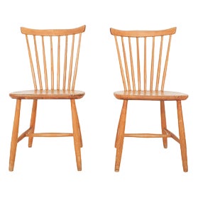 Spindle Back Dining Chairs, 1950s, Set of 2 For Sale