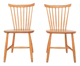 Spindle Back Dining Chairs, 1950s, Set of 2