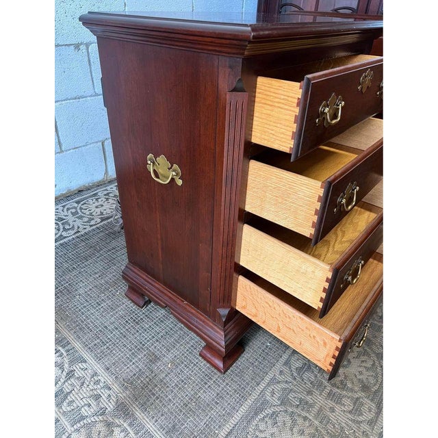 Colonial Furniture Co Pair Chippendale Style Solid Cherry Small Chests or Nightstands Four Drawers. For Sale - Image 9 of 12