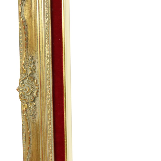 Gold Vintage Baroque Style Gilt Frame in Red Velvet For Sale - Image 8 of 18