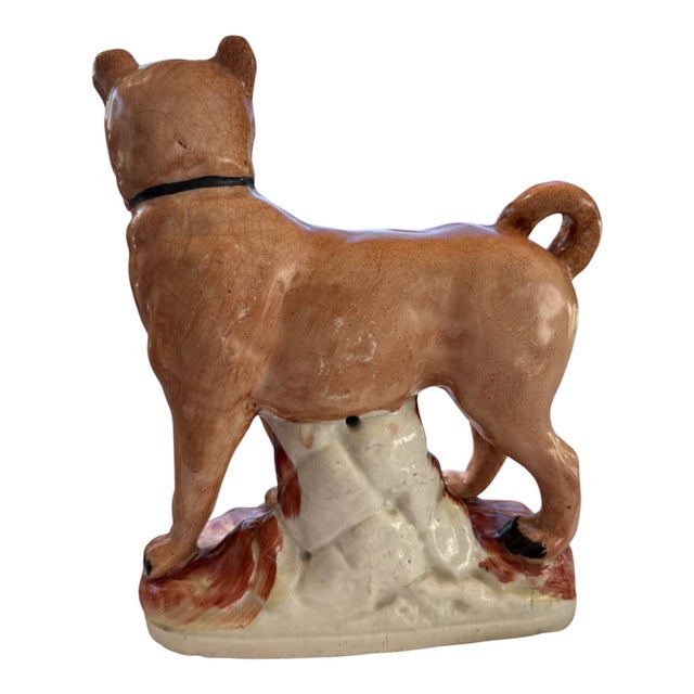 Staffordshire Rare 19th Century, English, Large Staffordshire Ceramic Pug Dog Figurine For Sale - Image 4 of 9