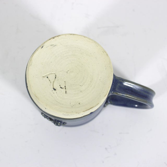 Blue Vintage Signed Studio Pottery Coffee Mug For Sale - Image 8 of 8