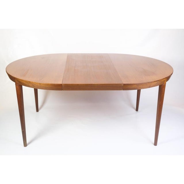 Brown Round Teak Dining Table with Extension Leaves by Severin Hansen, 1960s For Sale - Image 8 of 16