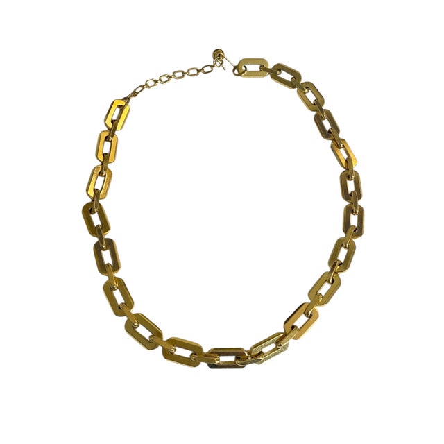 Mid-Century Modern Vintage Signed Trifari Gold Tone Link Chain Necklace For Sale - Image 3 of 6