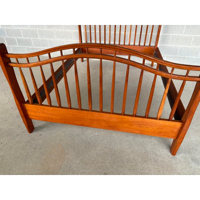 Brown Hunt Country Furniture Cherry Birdcage Style Queen Size Bed Frame For Sale - Image 8 of 8