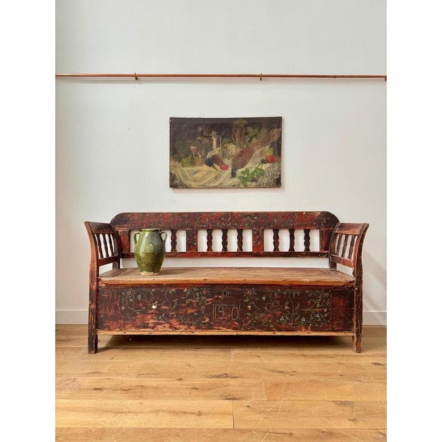 Norwegian Marriage Hand Painted Bench For Sale - Image 10 of 10