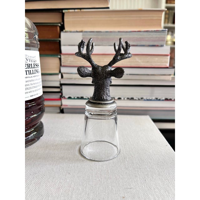 1980s Vintage Pewter Stag Head Shot Glass For Sale - Image 5 of 6